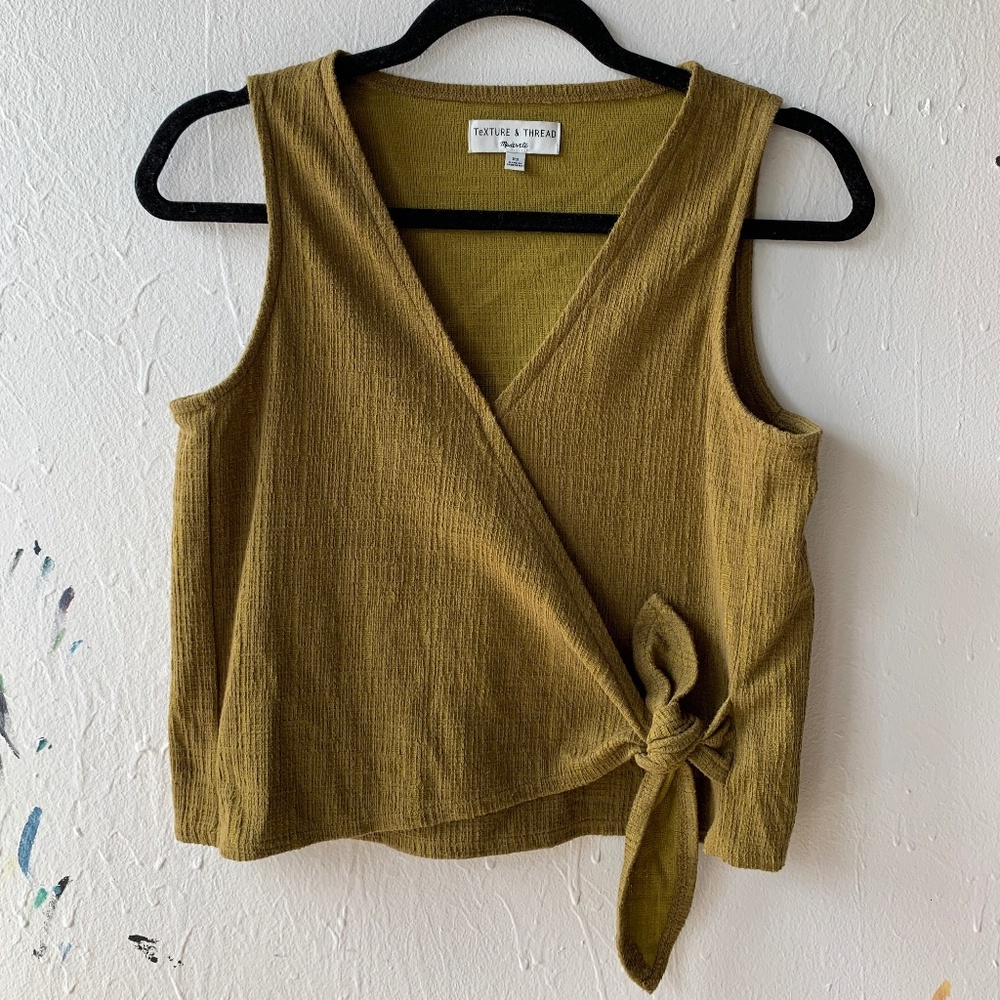 Wrap-Tie Tank Top - Madewell Texture & Thread  - XS, Green, Great Condition!